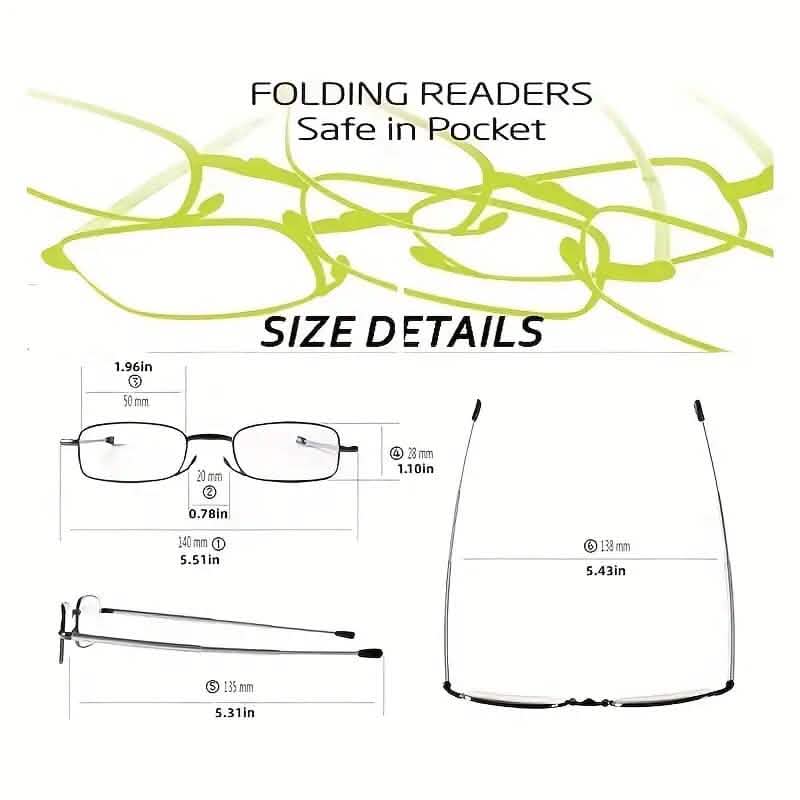 Sleek Folding Reading Glasses with Anti-Blue Light Protection