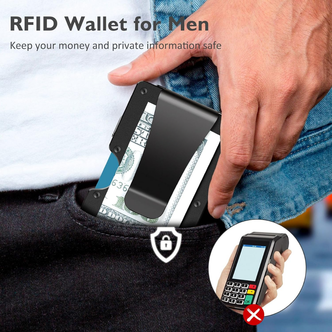 Slim RFID-Blocking Wallet made of Carbon Fibre with Money Clip - CarbonVault