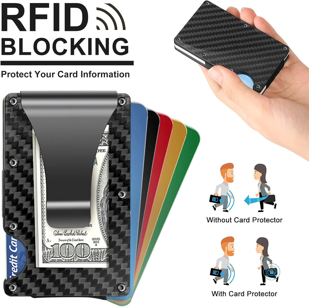 Slim RFID-Blocking Wallet made of Carbon Fibre with Money Clip - CarbonVault