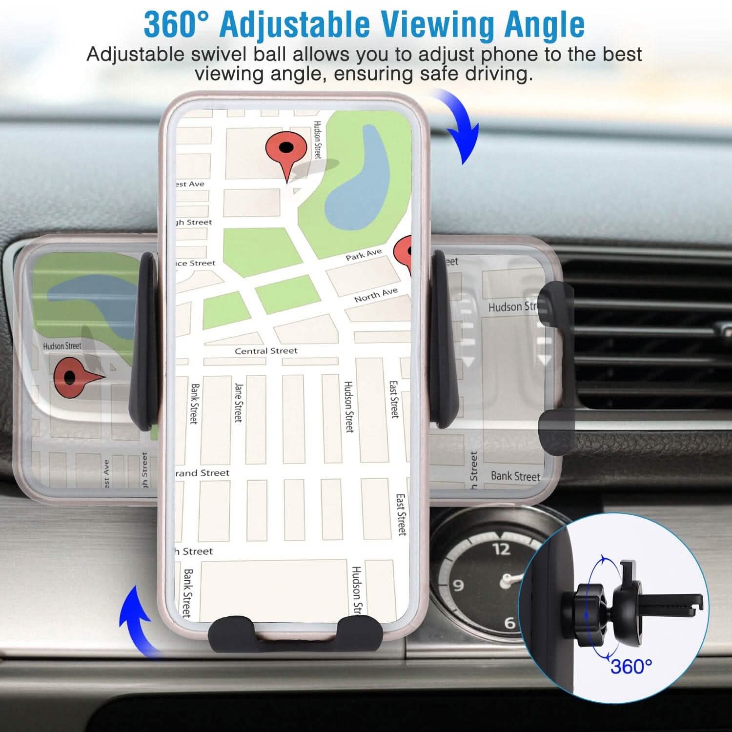 Smart Car Wireless Charger Auto Sensing Phone Holder 10W Qi Fast Charging Air Vent