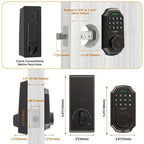 Smart Keypad Door Deadbolt Lock Set with 100-Code Keyless Entry and Anti-Peeking Password