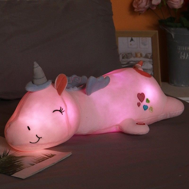 Soft Plush Unicorn Toy with Lighting Function – Ideal Gift for Children, Safe and Velvety Material