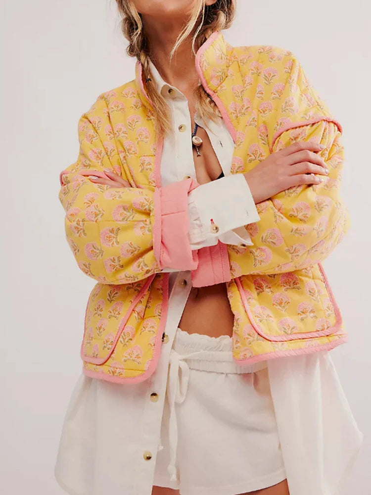 Soft Quilted Jacket with High Collar