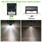 Solar 100 LEDs PIR Motion Sensor Wall Light