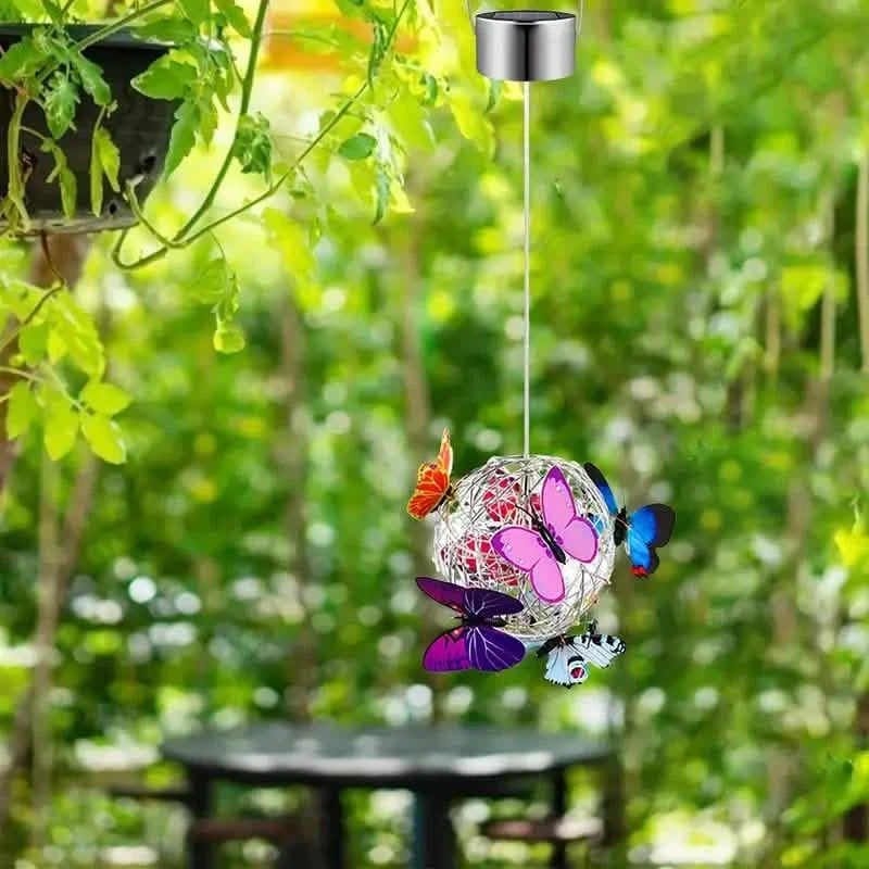 Solar Butterfly Wind Chime Lights, Garden Hanging Decor Lighting Fixture