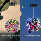 Solar Butterfly Wind Chime Lights, Garden Hanging Decor Lighting Fixture