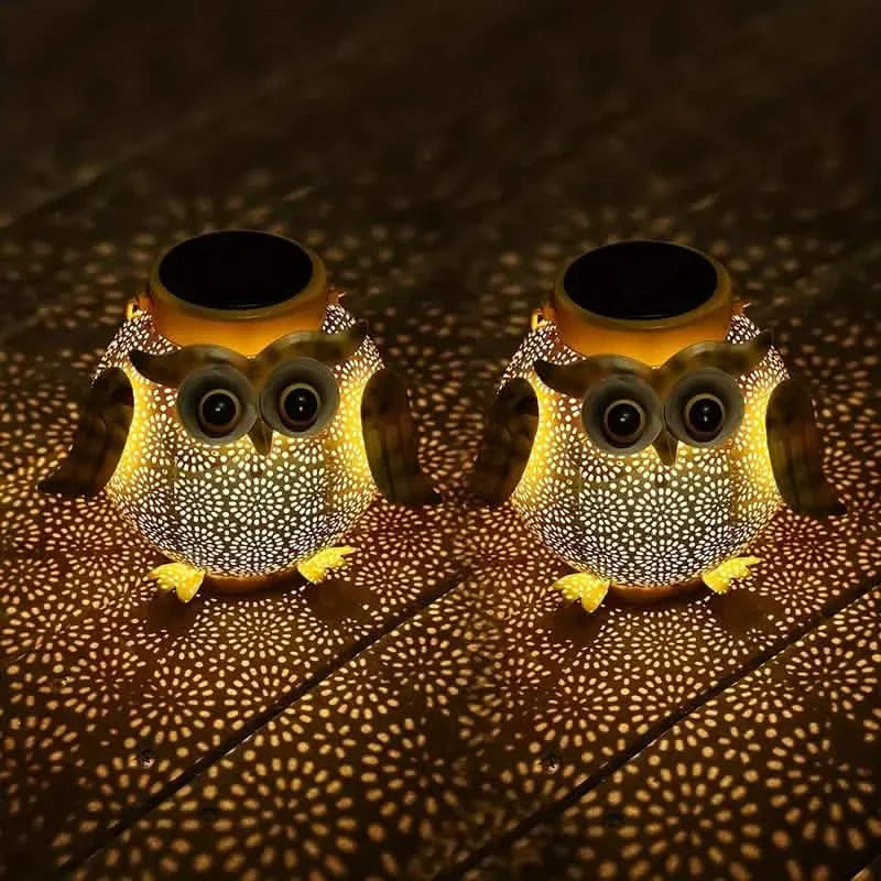 Solar Garden Hanging Light Owl Pattern
