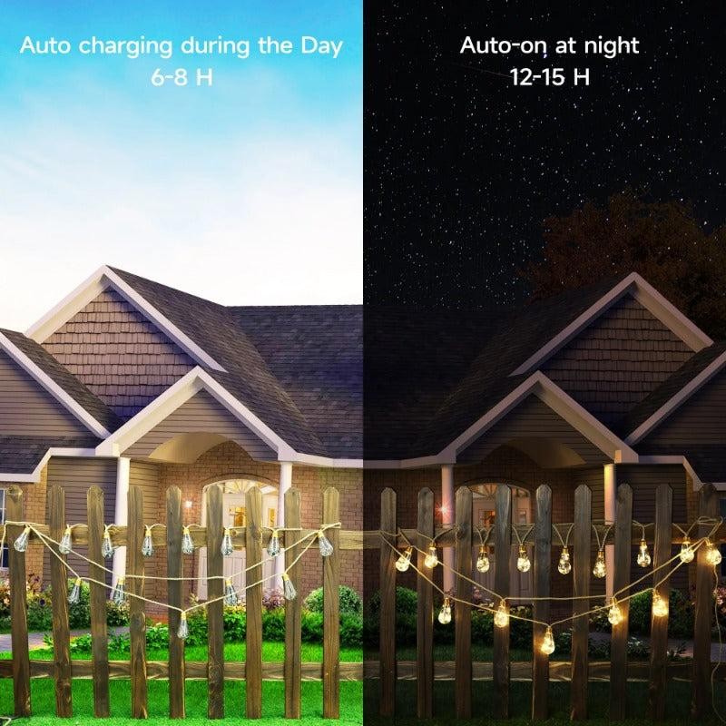 Solar Hemp Rope String Lights – IP65, 8 Modes