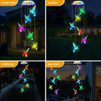 Solar Hummingbird Wind Chimes, Color Changing Solar Wind Chimes