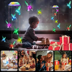 Solar Hummingbird Wind Chimes, Color Changing Solar Wind Chimes