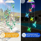 Solar Hummingbird Wind Chimes, Color Changing Solar Wind Chimes