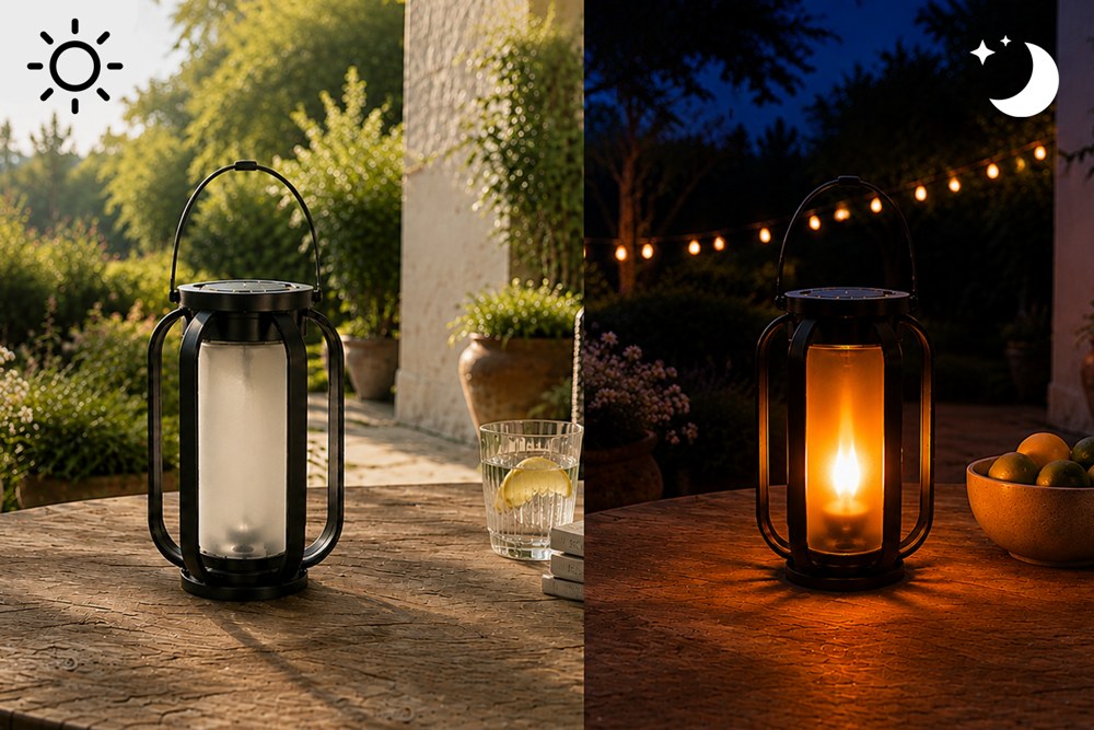 Solar Flickering Flame Lantern with Stake