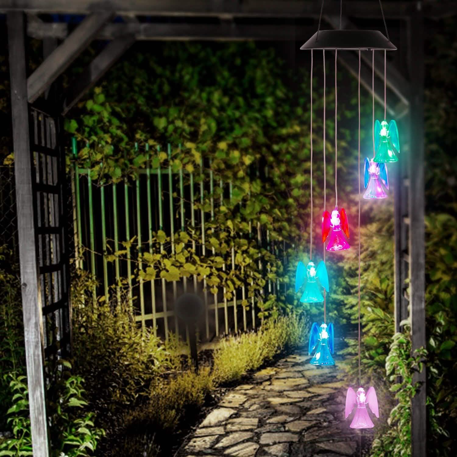Solar Powered Angel Lights Wind Chimes LED Color Changing