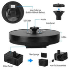 Solar Powered Fountain Pump with LED Lights
