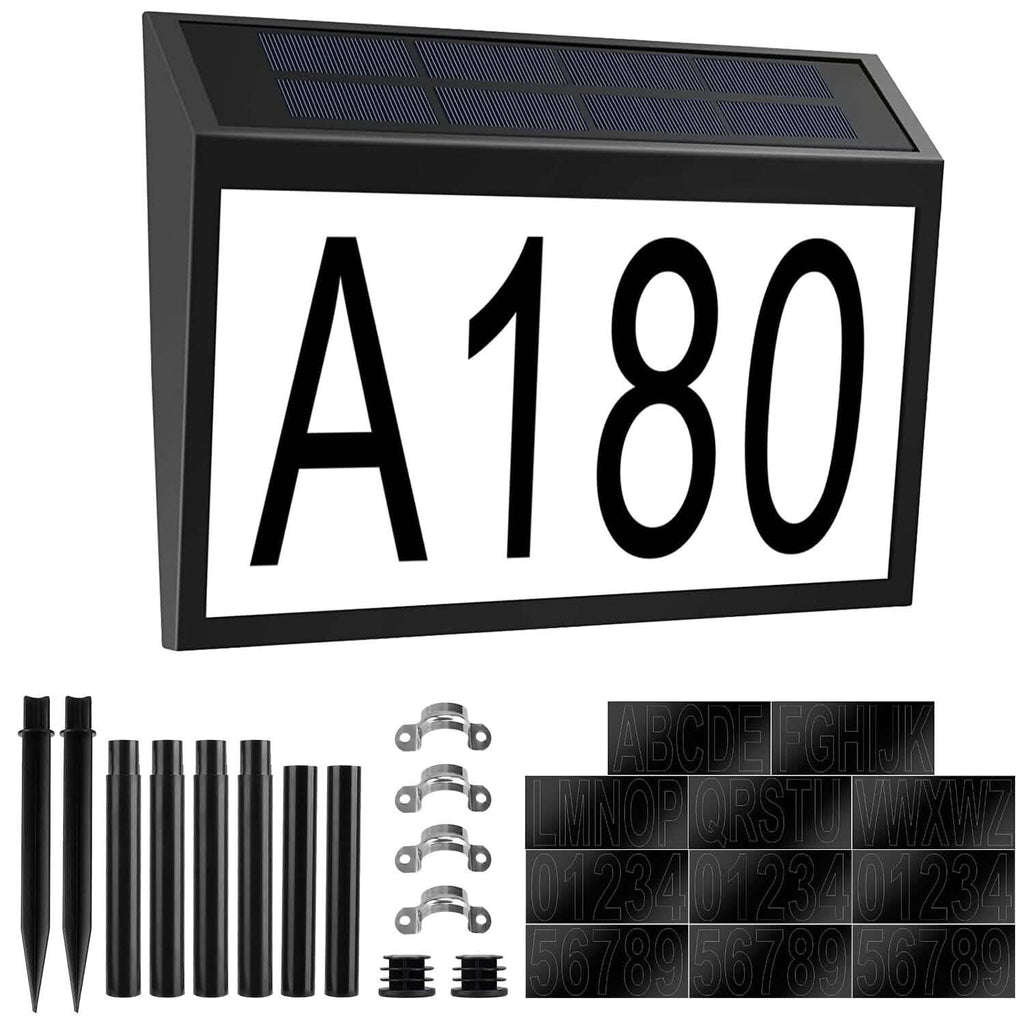 Solar Powered House Numbers LED Address Plaque Sign