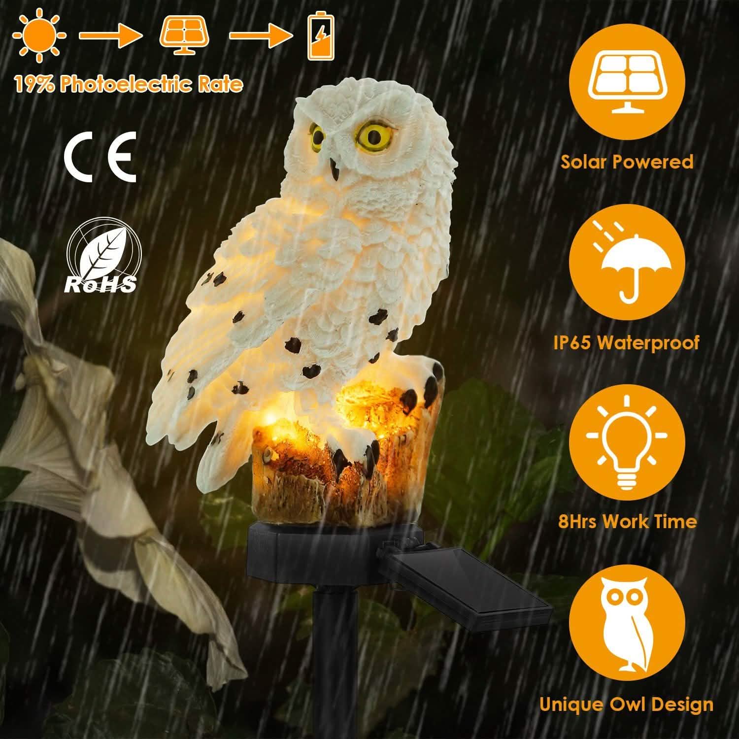 Solar Powered Owl Garden Light IP65 Waterproof