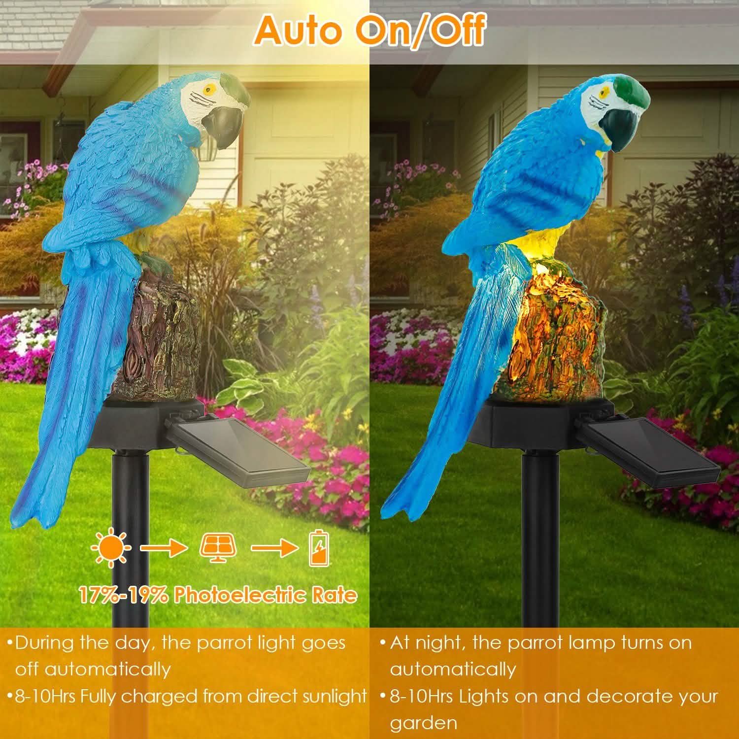 Solar Powered Parrot Garden Light IP65 Waterproof LED