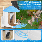 Solar Powered Smart Bird Feeder with PIR Motion AI Two-Way Audio