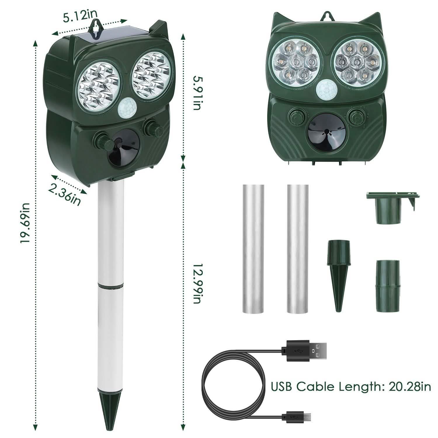 Solar Powered Ultrasonic Animal Repeller PIR Motion Sensor