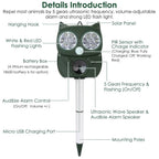 Solar Powered Ultrasonic Animal Repeller PIR Motion Sensor