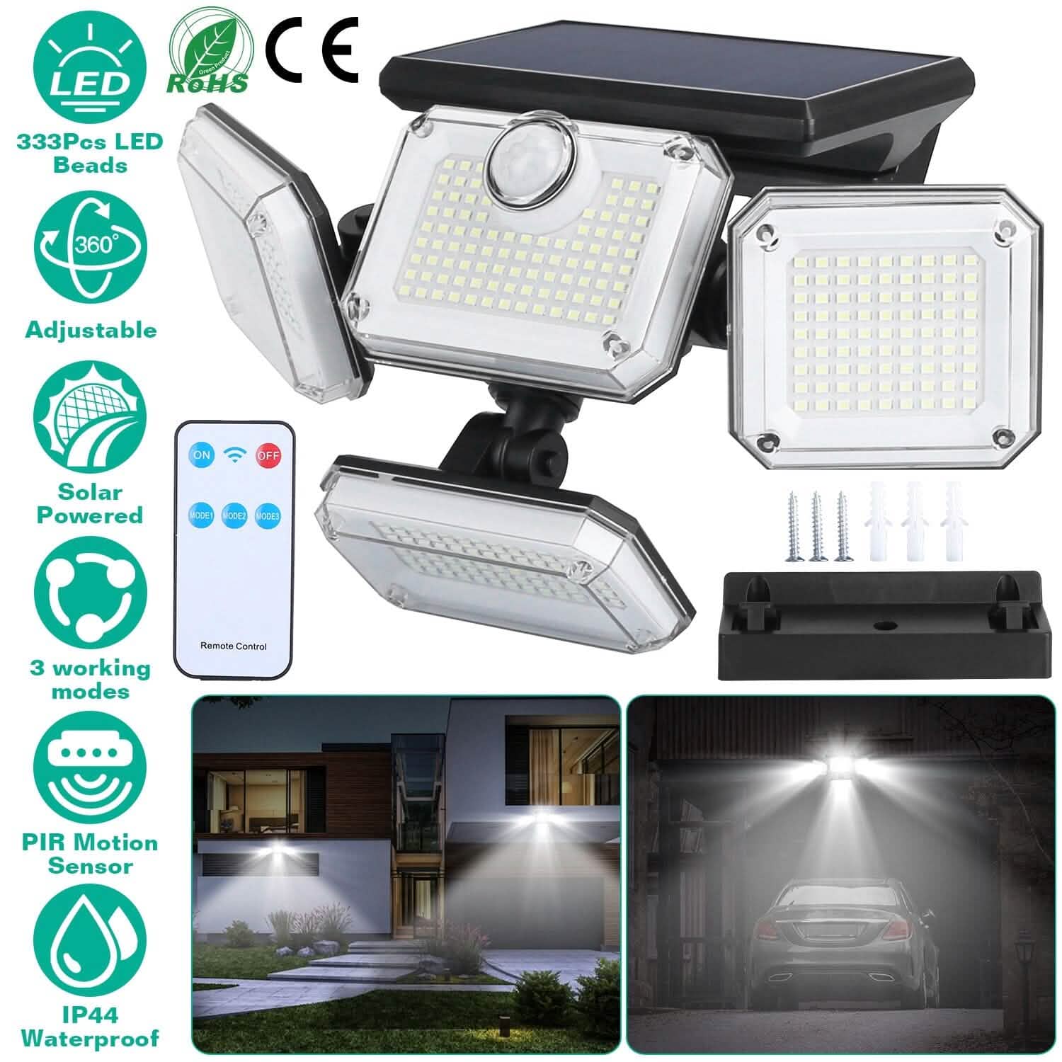 Solar Powered Wall Lights Outdoor Motion Sensor Lamps