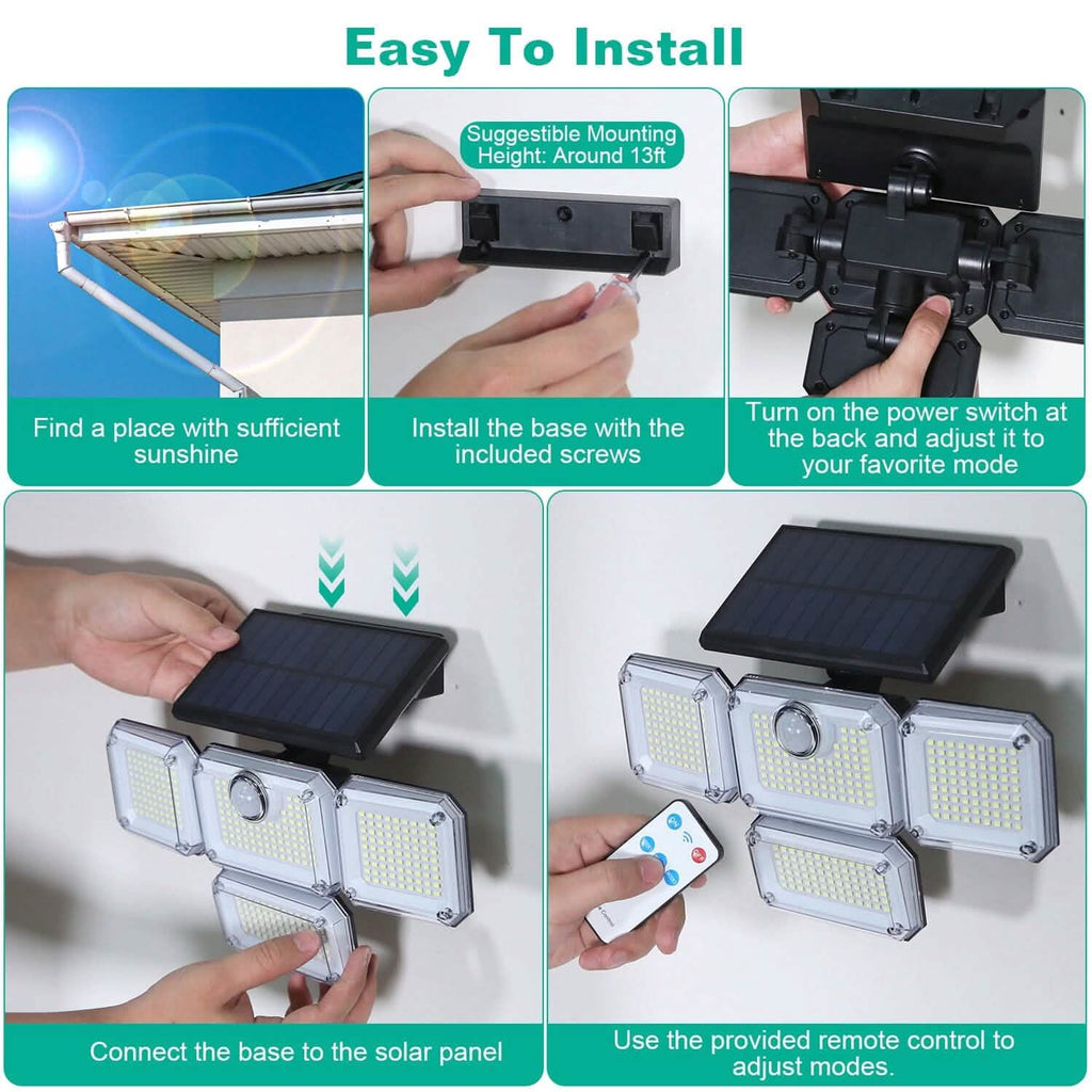 Solar Powered Wall Lights Outdoor Motion Sensor Lamps