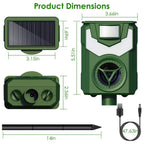 Solar Ultrasonic Animal Repeller with Flame Light USB Charge Motion Sensor