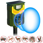 Solar Ultrasonic Animal Repeller with Flame Light USB Charge Motion Sensor