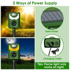 Solar Ultrasonic Animal Repeller with Flame Light USB Charge Motion Sensor
