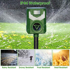 Solar Ultrasonic Animal Repeller with Flame Light USB Charge Motion Sensor
