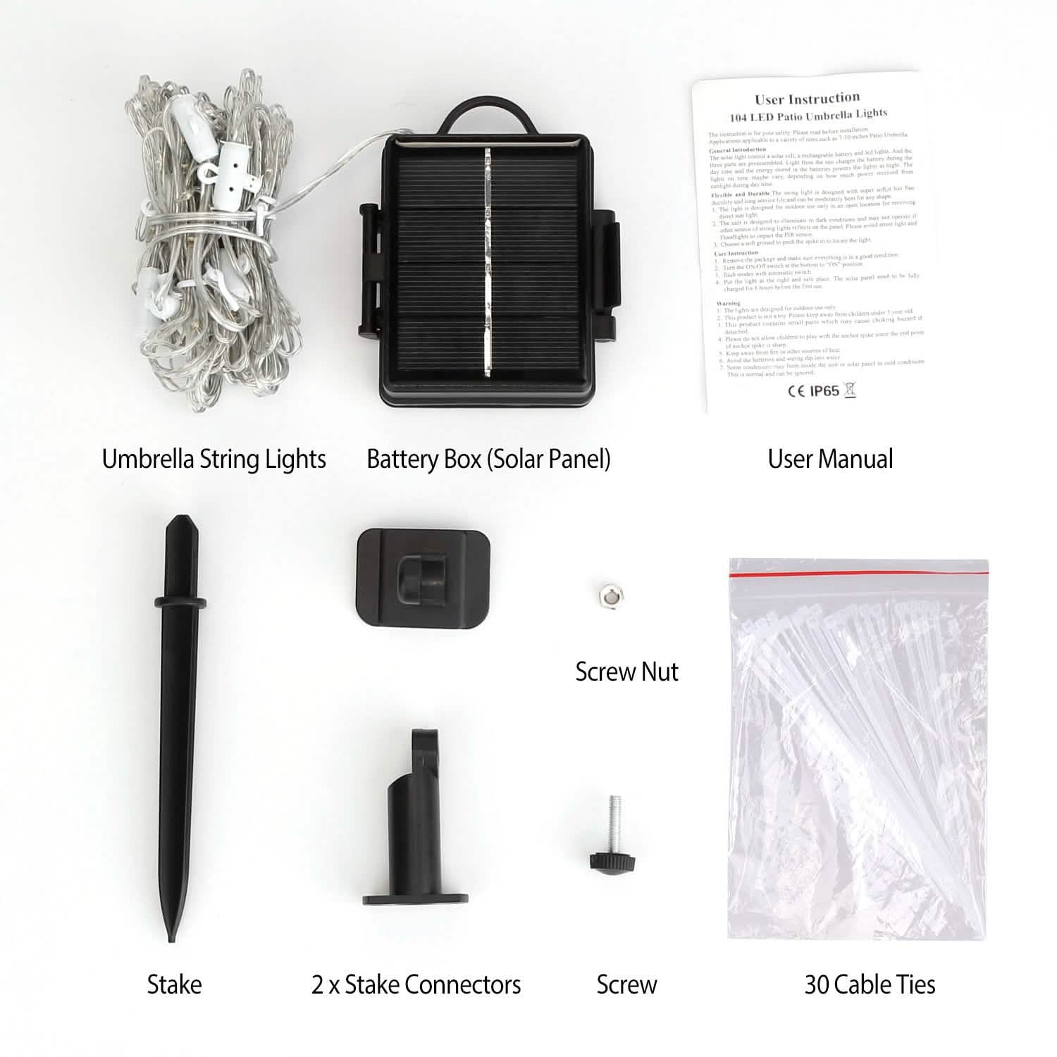 Solar Umbrella Outdoor String Light