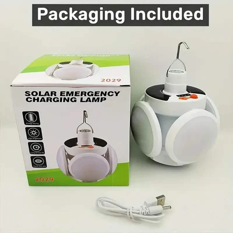 Solar USB Rechargeable LED Bulb Lights With Power Display