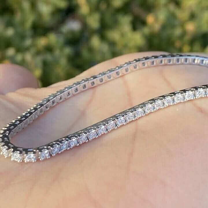 Solid 14K White Gold 2.13CTW 100% Natural Diamond Tennis Bracelet