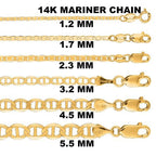 Solid 14K Yellow Gold Mariner Link Chain Necklace