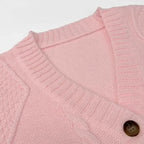 Solid Button Down Cable Knit Cardigan, Casual Long Sleeve Comfy Sweater