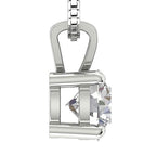 Solitaire Pendant I2 H 1.03 Ct Round Cut Diamond Four Prong Set 14K White Gold