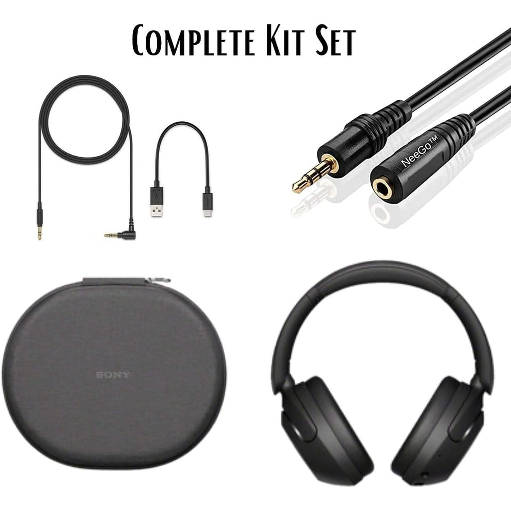 Sony Wireless Noise Cancelling Headphones WH-XB910N Bluetooth Headset + NeeGo 3.5mm Extension (Refurbished)