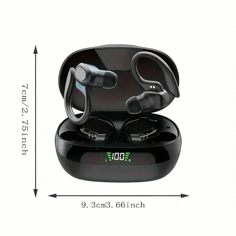 SP16 Wireless Earbuds Headphones with Microphone, Sports Earhook and LED Display Charging Case