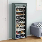 Spacious 9-Grid Non-Woven Fabric Alloy Structure Wardrobe with Dust Cover