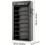 Spacious 9-Grid Non-Woven Fabric Alloy Structure Wardrobe with Dust Cover