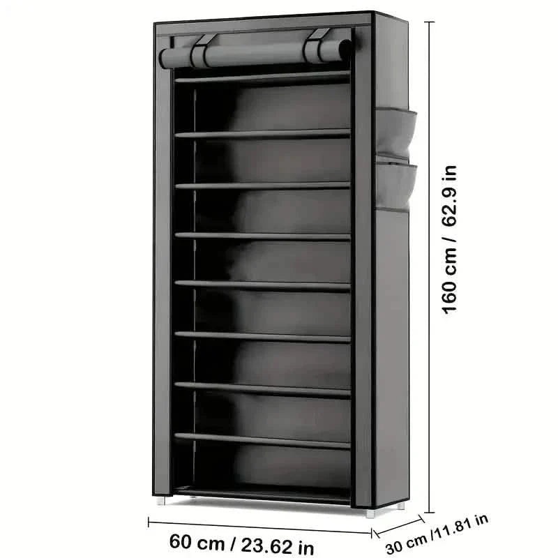 Spacious 9-Grid Non-Woven Fabric Alloy Structure Wardrobe with Dust Cover
