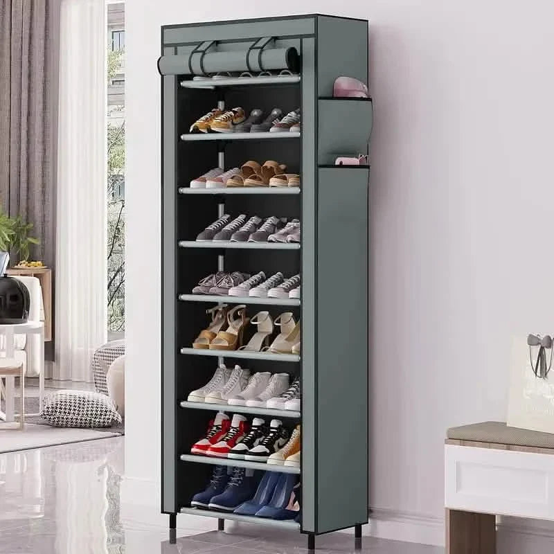 Spacious 9-Grid Non-Woven Fabric Alloy Structure Wardrobe with Dust Cover