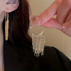 Sparkling Tassel Design Dangle Earrings
