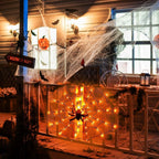 Spider Web Light with Hairy Spider 70LED Battery Powered Remote Control 8 Lighting Modes