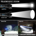 High Lumens Long Tactical Flashlight, Rechargeable Handheld Light