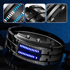 Men’s LED Digital Bracelet Watch – Stainless Steel Sports Style with Blue Light Display