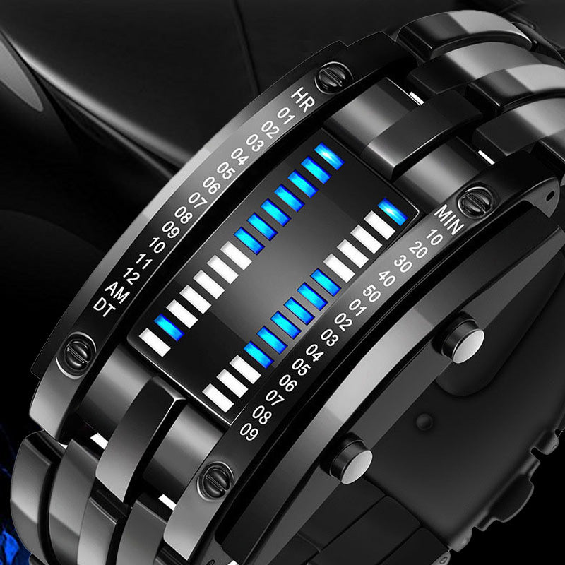 Men’s LED Digital Bracelet Watch – Stainless Steel Sports Style with Blue Light Display