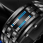 Men’s LED Digital Bracelet Watch – Stainless Steel Sports Style with Blue Light Display