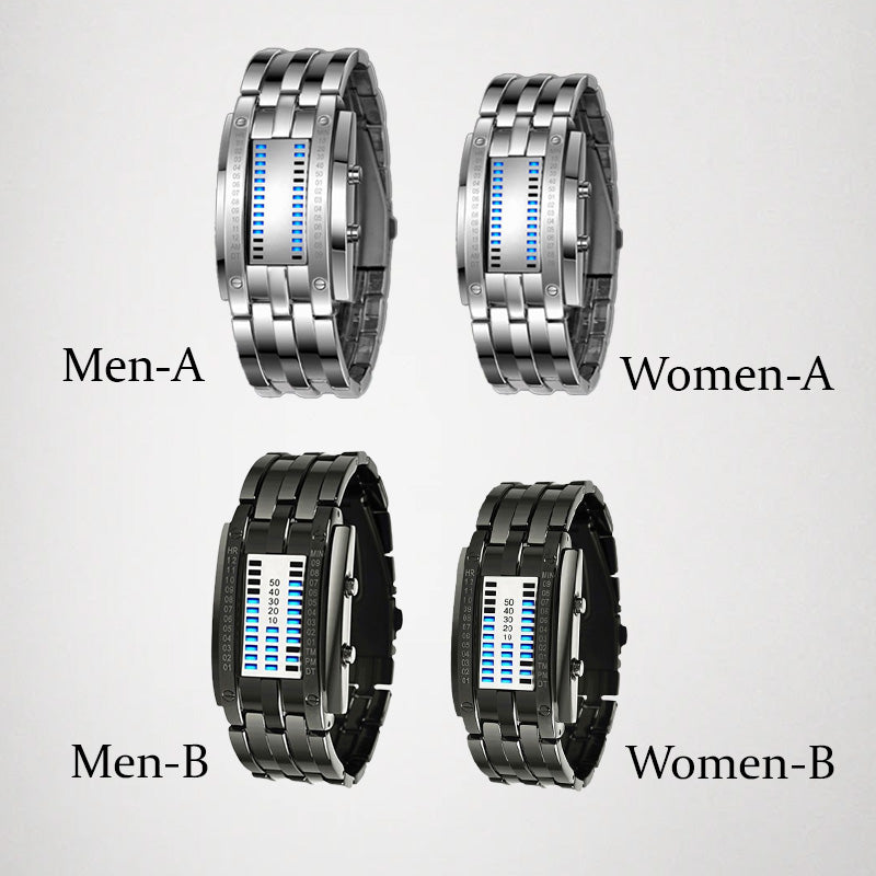 Men’s LED Digital Bracelet Watch – Stainless Steel Sports Style with Blue Light Display