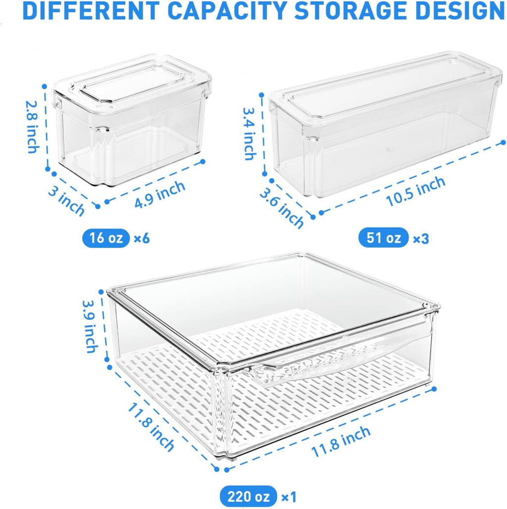 Stackable Food Containers for Fridge, Set of 10 - FridgeMaster